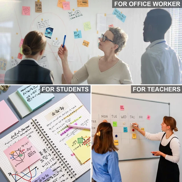 Alt view image 7 of 7 - Sticky Notes 3x3, 8 Pack Sticky Pads 100 Sheet/Pad, Bulk Sticky Note Pads, Multicolor Self-Sticky Notes Pad - Teacher Classroom Must Haves, Back to School and Office Supplies Blank Desk Note Pads.