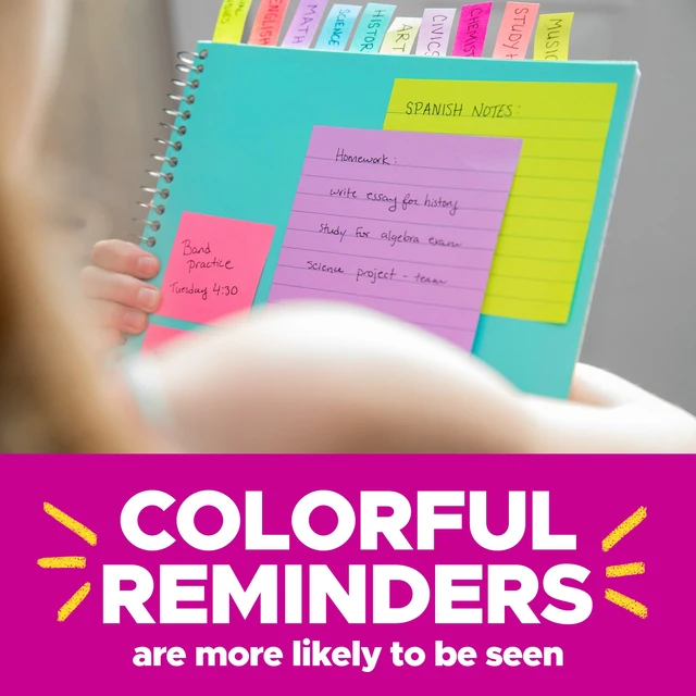 Alt view image 6 of 7 - Post-it Super Sticky Notes, 3 x 3 in, Assorted Brights, 24 Pads