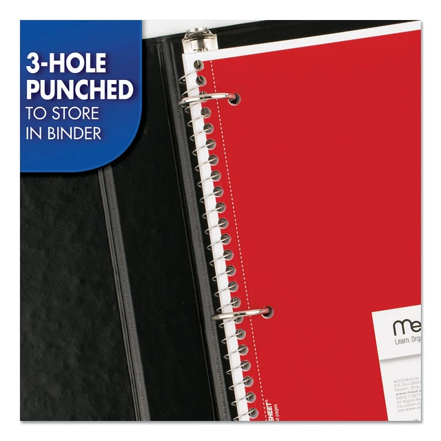Alt view image 6 of 6 - Mead Spiral Notebook, 1 Subject, College Ruled Paper, 7-1/2" x 10-1/2", 70 Sheets per Notebook, Colors Will Vary, 6 Pack (73065)