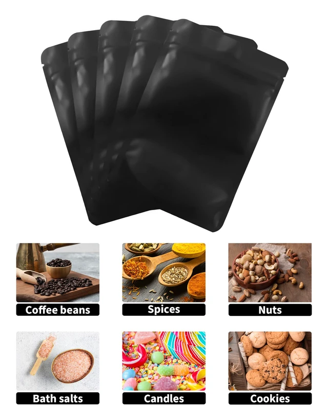 Alt view image 4 of 7 - FireKylin 100 Pack Resealable Bags,Smell Proof Bags,Black 3.5" x 5.1"