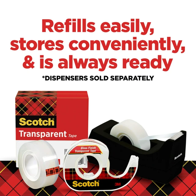 Alt view image 7 of 7 - Scotch Transparent Tape, 1 Inch Core, 3/4 in x 1296 in, 6 Rolls, Clear