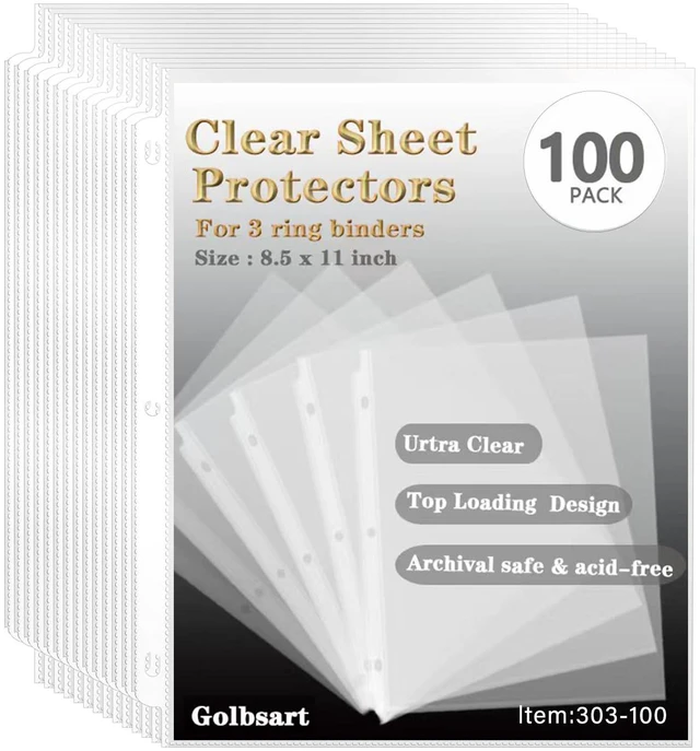 Main image of Golbsart Sheet Protectors 8.5 x 11, Page Protectors for 3 Ring Binder 100ct