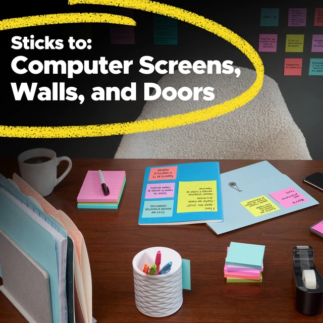 Alt view image 7 of 7 - Post-it Super Sticky Notes, 3 x 3 in, Assorted Brights, 24 Pads