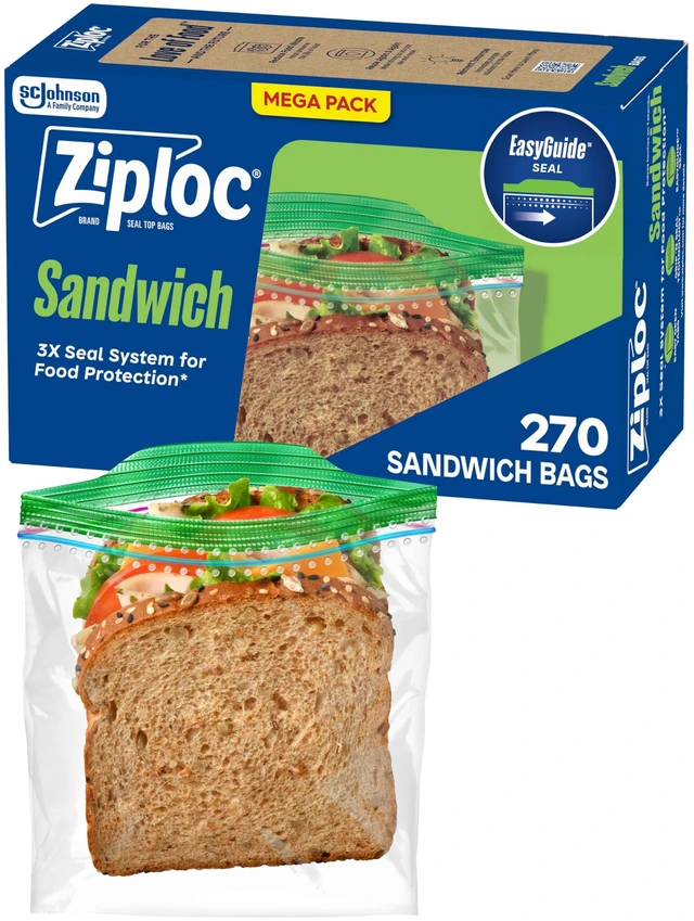 Main image of Ziploc Sandwich & Snack Bags, Food Storage, Easy Open & Close, 270 Count