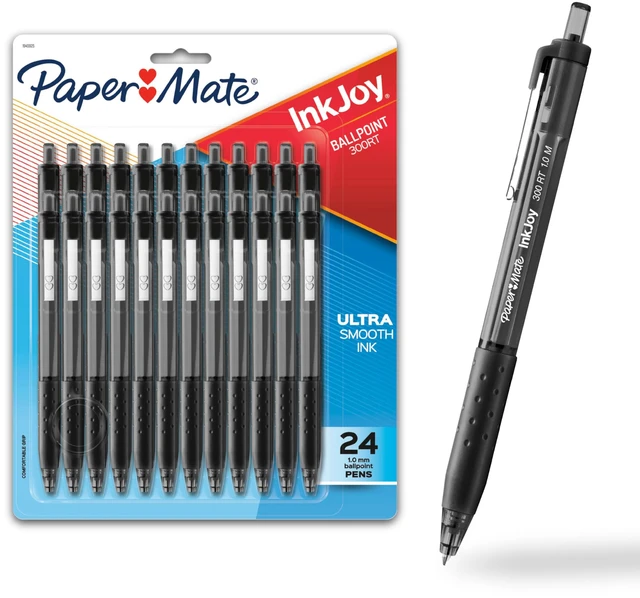 Main image of Paper Mate InkJoy 300RT Retractable Ballpoint Pens, Medium Point (1.0mm), Black, 24 Count