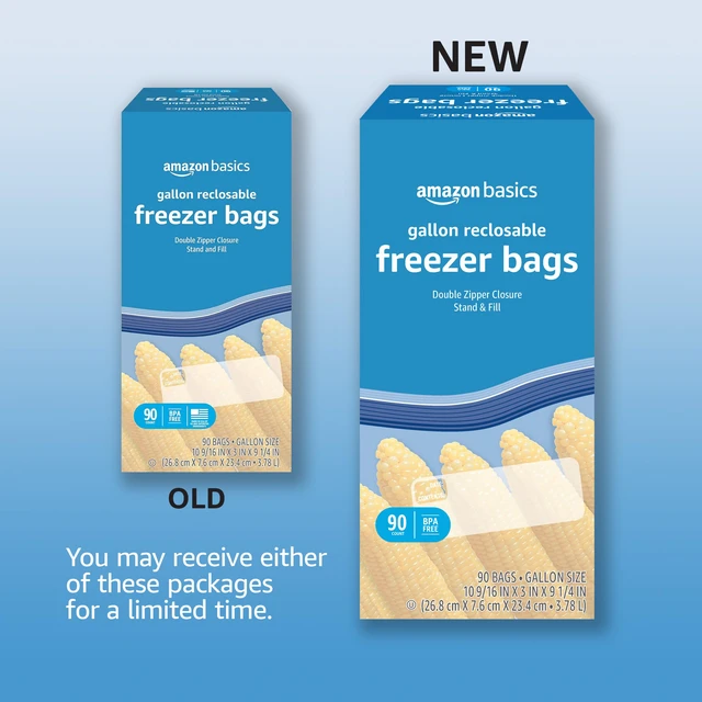 Alt view image 2 of 5 - Amazon Basics Reclosable Freezer Gallon Size Bags with Double Zipper Seal, Stand-Up Bottom, BPA Free, 90 Count (Previously Solimo)