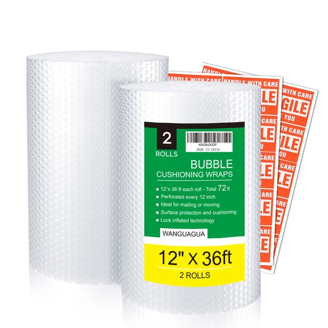 Alt view image 7 of 7 - wanguagua Bubble Packing Moving Wrap, 12 Inch x 72 ft Total, 2 Pack