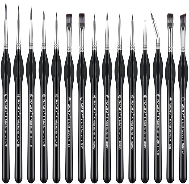 Main image of PANDAFLY Detail Paint Brushes Set for Fine Detailing & Art Painting, 15pcs