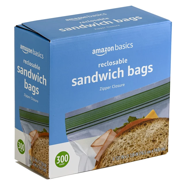 Alt view image 3 of 5 - Amazon Basics Resealable Double Zipper Sandwich Storage Bags for Food Storage, 300 Count (Previously Solimo)