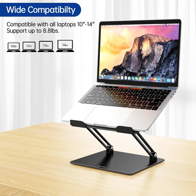 Alt view image 3 of 7 - BESIGN LS10 Laptop Stand for Desk, Ergonomic Adjustable Notebook Tablet Stand, Foldable Laptop Riser, Portable Desktop Book Stands, Computer Holder Compatible with 10-14" Laptops, Black