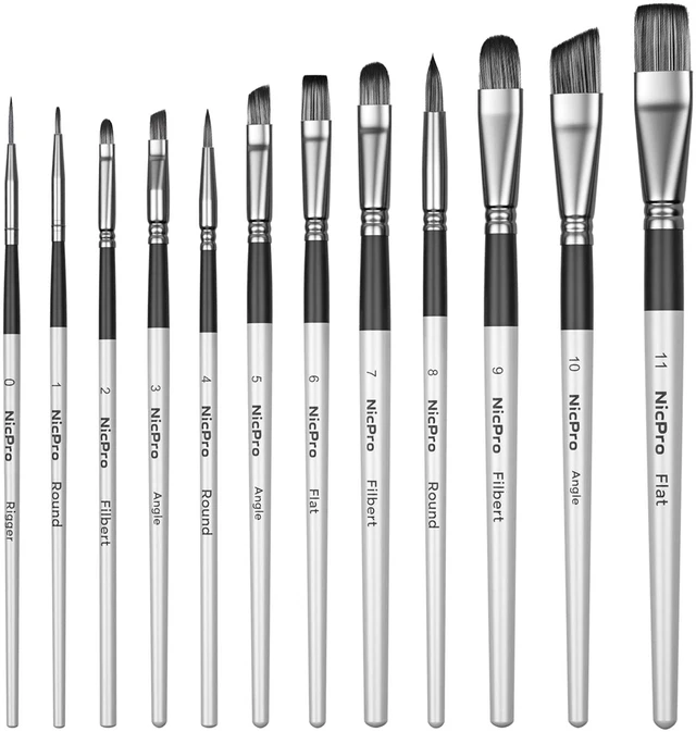 Main image of Nicpro 12pcs Artist Paint Brush Set, Paint Brushes for Acrylic Painting