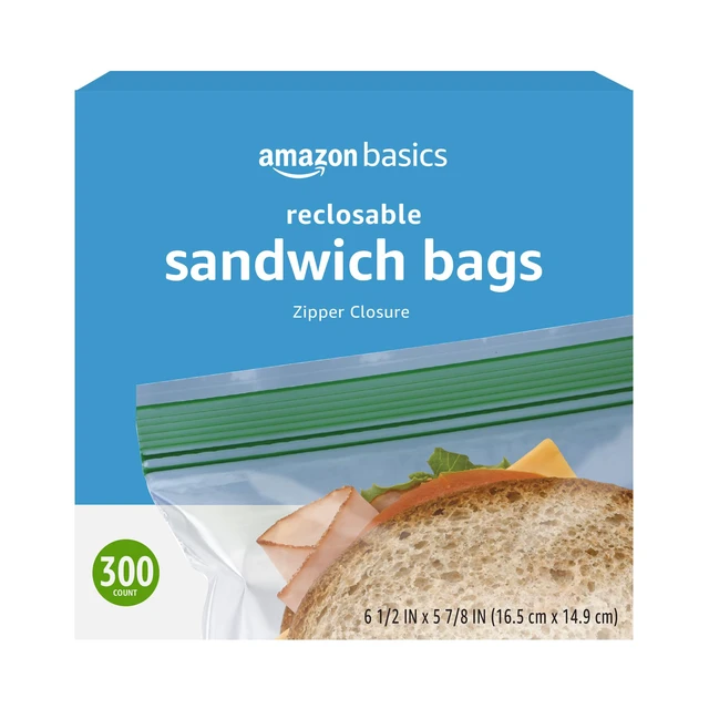 Alt view image 5 of 5 - Amazon Basics Resealable Double Zipper Sandwich Storage Bags for Food Storage, 300 Count (Previously Solimo)
