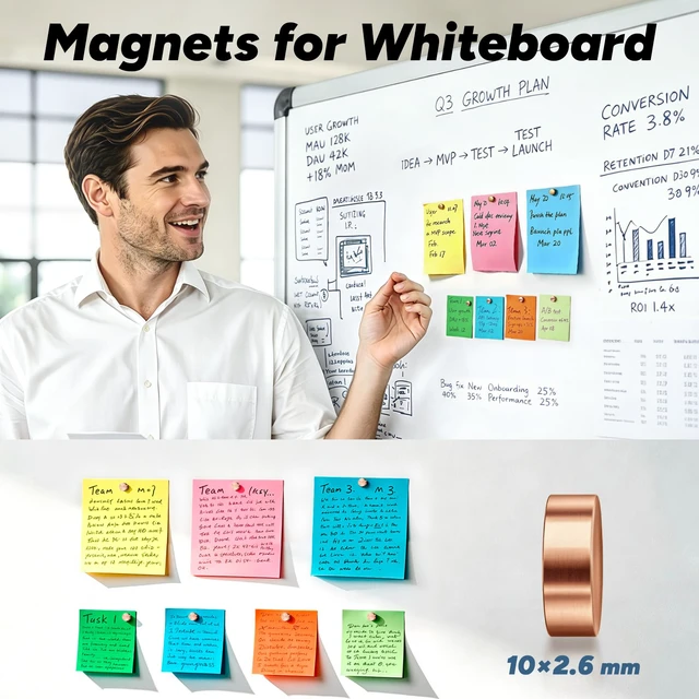 Alt view image 6 of 7 - SMARTAKE 45 Pcs Refrigerator Magnets, 10x2.6mm Small Fridge Magnets