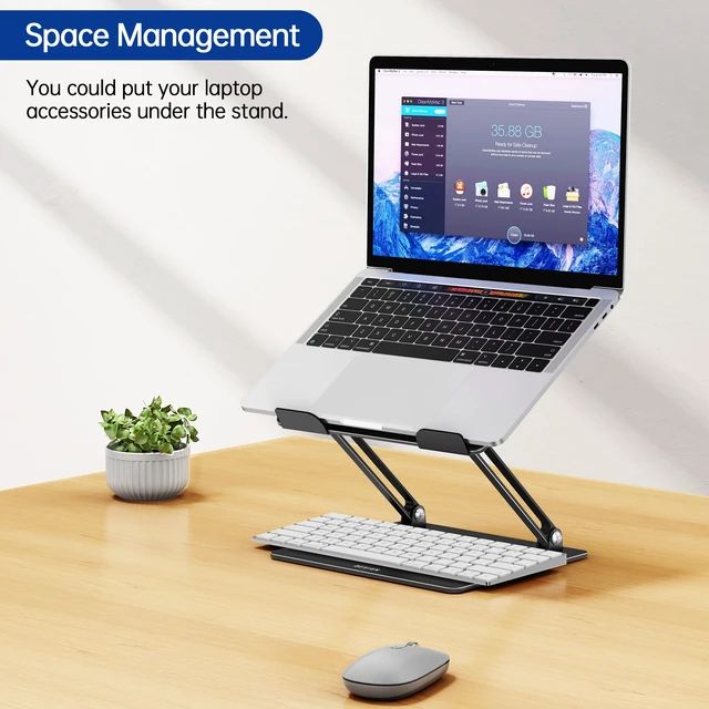 Alt view image 6 of 7 - BESIGN LS10 Laptop Stand for Desk, Ergonomic Adjustable Notebook Tablet Stand, Foldable Laptop Riser, Portable Desktop Book Stands, Computer Holder Compatible with 10-14" Laptops, Black