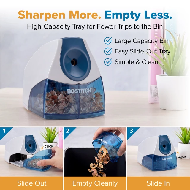 Alt view image 2 of 6 - Bostitch Electric Pencil Sharpener for Classroom and Desk, Stall Free, Blue