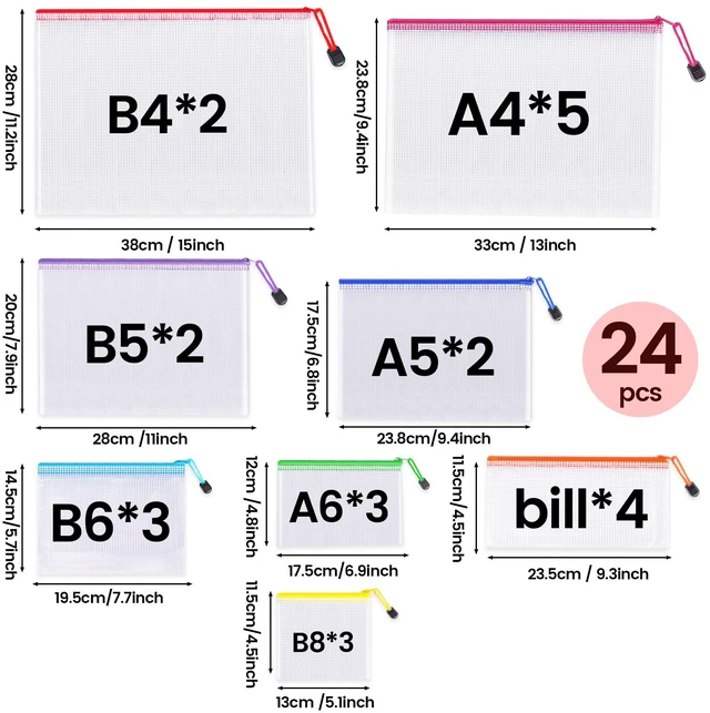 Alt view image 2 of 7 - 24pcs Mesh Zipper Pouch Bags 8 Sizes Plastic Clear Pouches for Organization