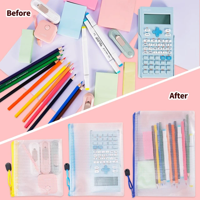 Alt view image 5 of 7 - 24pcs Mesh Zipper Pouch Bags 8 Sizes Plastic Clear Pouches for Organization