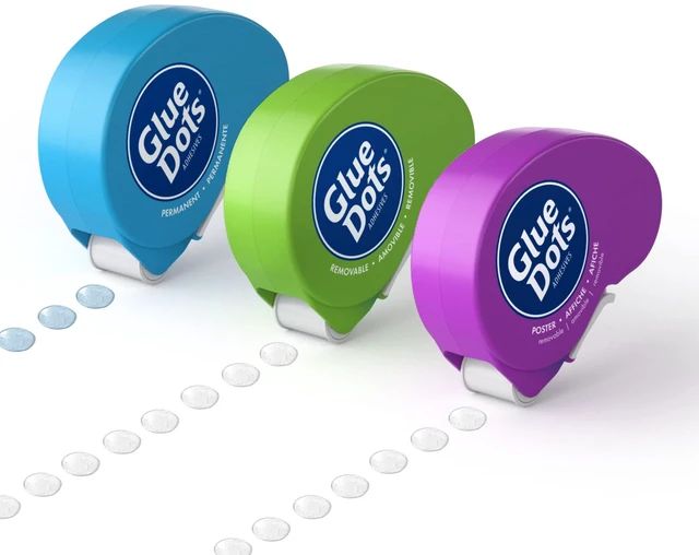 Main image of Glue Dots Dot N' Go Glue Dot Dispenser Project Pack with 200 Permanent, Poster, and Removable Double-Sided Adhesive Craft Dots Each, 3/8-Inch