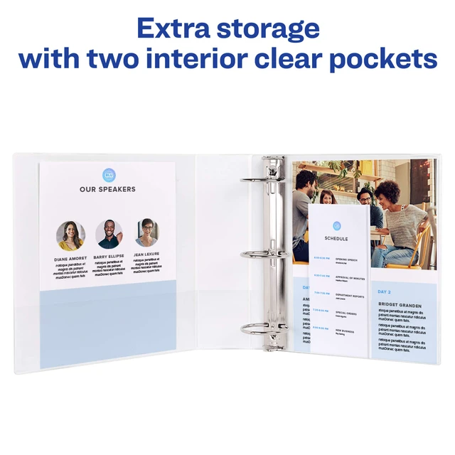 Alt view image 5 of 7 - Avery Standard View 3 Ring Binder, 3" Round Rings, 460-Sheet Capacity, 3.5 Inch Wide Spine, 1 White Binder, Ideal for Lightweight Organization and Occasional Referencing (05741)