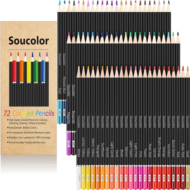 Main image of Soucolor 72 Colored Pencils for Adult Coloring Book,Back to School Supplies