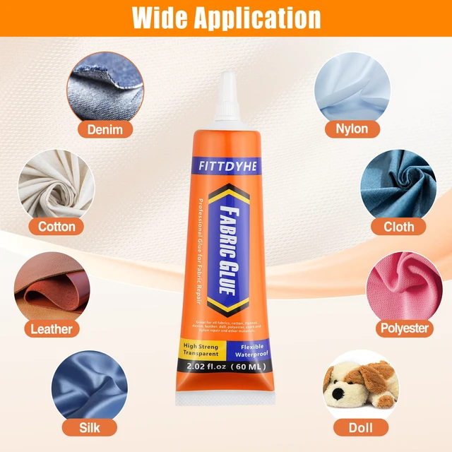 Alt view image 2 of 7 - FITTDYHE Fabric Glue Permanent, 60 ML Washable Clear Clothing Glue, Super Fabric Glue for Rhinestones, Patches, Clothes, Denim, Leather, Polyester, Fabrics, Doll Repair, Flannel, Cotton
