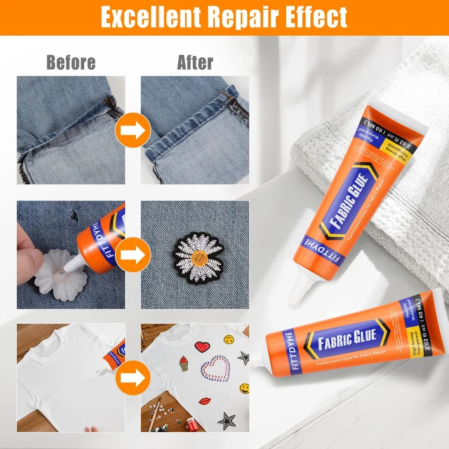 Alt view image 4 of 7 - FITTDYHE Fabric Glue Permanent, 60 ML Washable Clear Clothing Glue, Super Fabric Glue for Rhinestones, Patches, Clothes, Denim, Leather, Polyester, Fabrics, Doll Repair, Flannel, Cotton