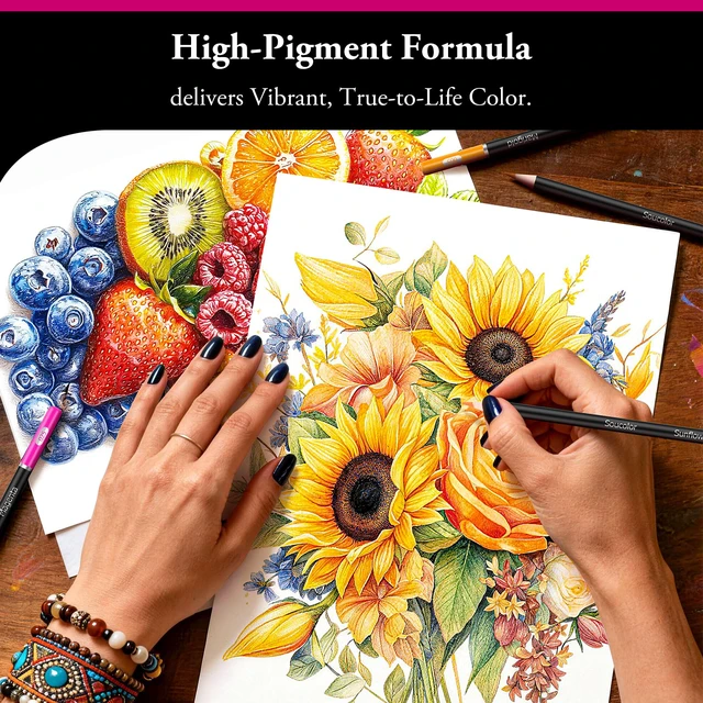 Alt view image 7 of 7 - Soucolor 72 Colored Pencils for Adult Coloring Book,Back to School Supplies