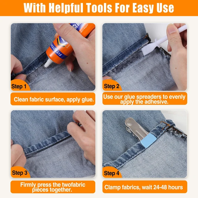 Alt view image 6 of 7 - FITTDYHE Fabric Glue Permanent, 60 ML Washable Clear Clothing Glue, Super Fabric Glue for Rhinestones, Patches, Clothes, Denim, Leather, Polyester, Fabrics, Doll Repair, Flannel, Cotton