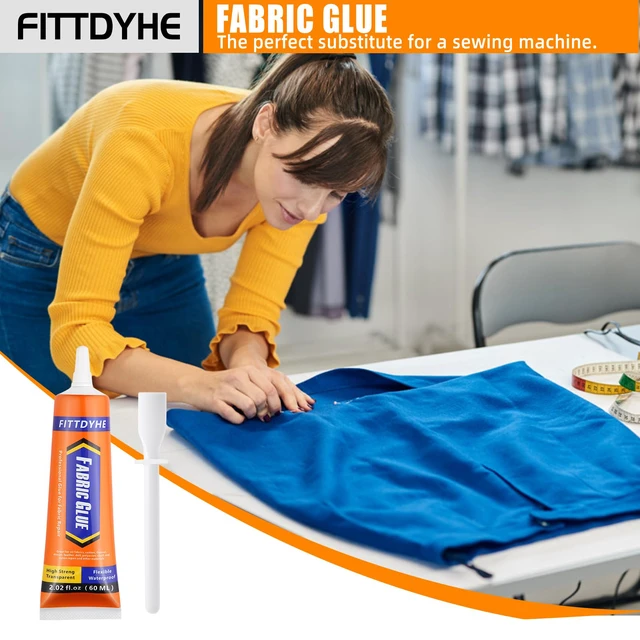 Alt view image 7 of 7 - FITTDYHE Fabric Glue Permanent, 60 ML Washable Clear Clothing Glue, Super Fabric Glue for Rhinestones, Patches, Clothes, Denim, Leather, Polyester, Fabrics, Doll Repair, Flannel, Cotton
