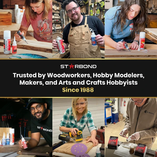 Alt view image 6 of 6 - Starbond Medium Super Glue Pro Kit (2 oz) Strong, Fast, All-Purpose CA Glue (Cyanoacrylate Adhesive) with Anti-Clog Cap, Precision Tips & Extra Nozzles for Woodworking, Quick Fixes & Hobby Models