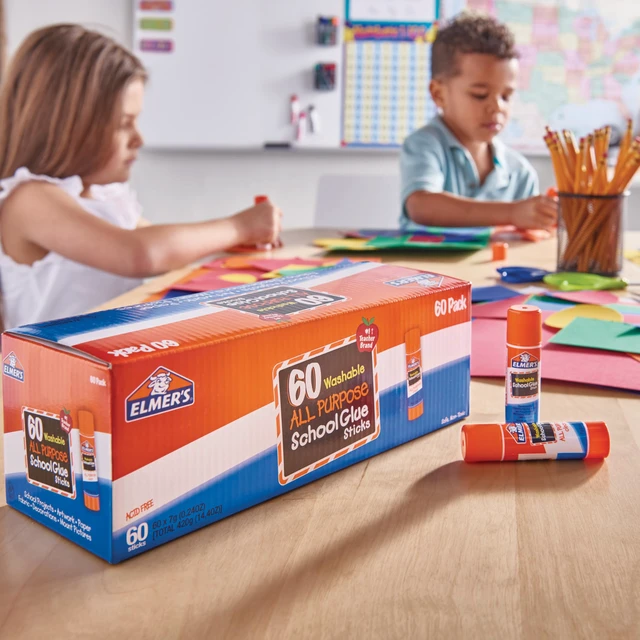 Alt view image 5 of 7 - Elmer's All Purpose School Glue Sticks, Acid-Free and Washable, 7 Grams, 60 Count - Arts & Crafts, Projects, #1 Teacher Brand