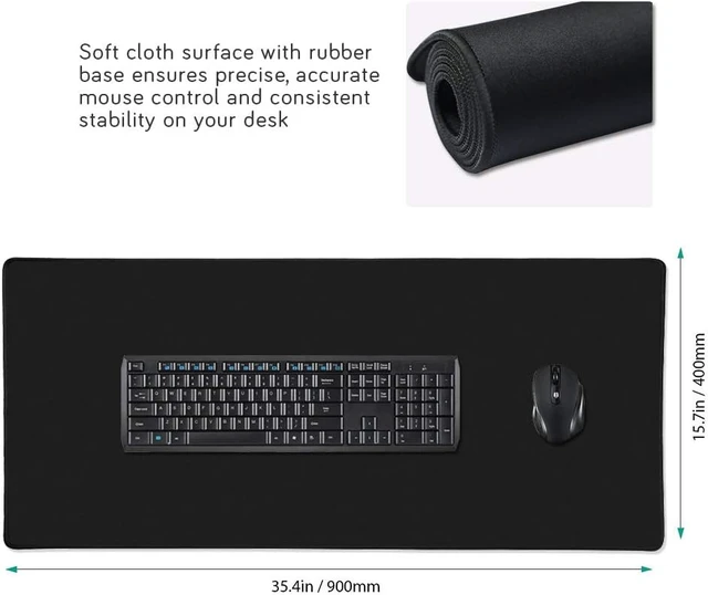 Alt view image 7 of 7 - XXL Professional Large Mouse Pad & Computer Game Mouse Mat (35.4x15.7x0.12IN, 90x40 Black)