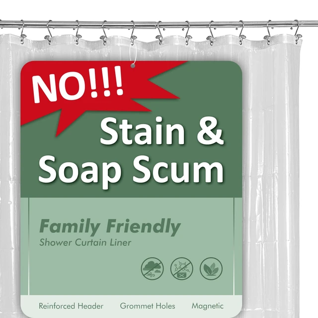 Alt view image 2 of 7 - Barossa Design Oeko-tex Certified Shower Curtain Liner Standard Size, Clear