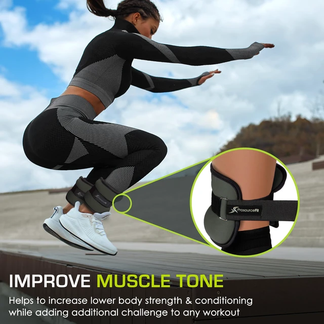 Alt view image 4 of 5 - Prosource Ankle/Wrist and Arm/Leg Weights Set of 2, Adjustable Strap 1 lb-5 lb, Adjustable Weight 15 lb, 10 lb, 7 lb for Men and Women