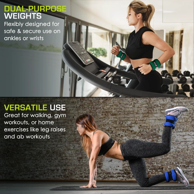 Alt view image 5 of 5 - Prosource Ankle/Wrist and Arm/Leg Weights Set of 2, Adjustable Strap 1 lb-5 lb, Adjustable Weight 15 lb, 10 lb, 7 lb for Men and Women
