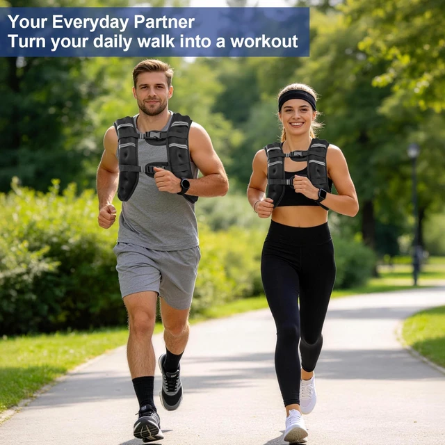 Alt view image 2 of 7 - Zikopomi Weighted Vest Woman Man, 6lb/8lb/12lb/16lb/20lb/25lb/30lb Weight Vest with Reflective Stripes for Workout, Strength Training, Running, Fitness, Muscle Building, Weight Loss, Rucking Vest