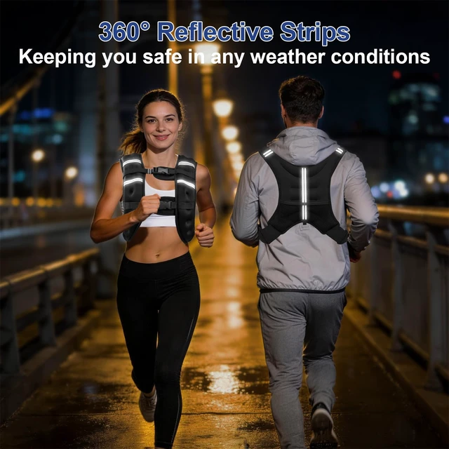 Alt view image 3 of 7 - Zikopomi Weighted Vest Woman Man, 6lb/8lb/12lb/16lb/20lb/25lb/30lb Weight Vest with Reflective Stripes for Workout, Strength Training, Running, Fitness, Muscle Building, Weight Loss, Rucking Vest