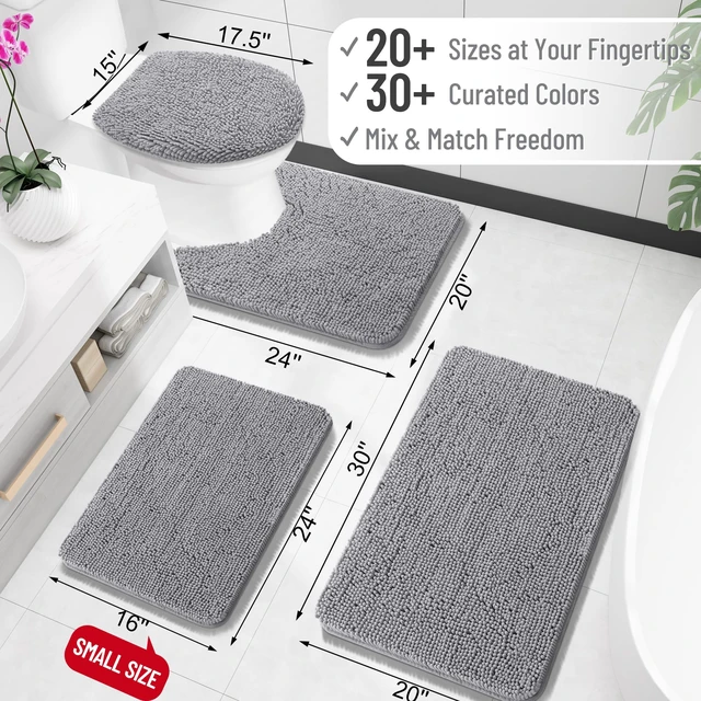 Alt view image 2 of 7 - OLANLY Bathroom Rugs 30x20, Extra Soft Absorbent Chenille Bath Rugs