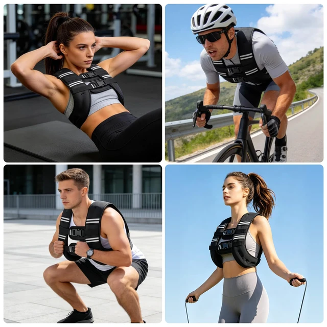 Alt view image 5 of 7 - Zikopomi Weighted Vest Woman Man, 6lb/8lb/12lb/16lb/20lb/25lb/30lb Weight Vest with Reflective Stripes for Workout, Strength Training, Running, Fitness, Muscle Building, Weight Loss, Rucking Vest