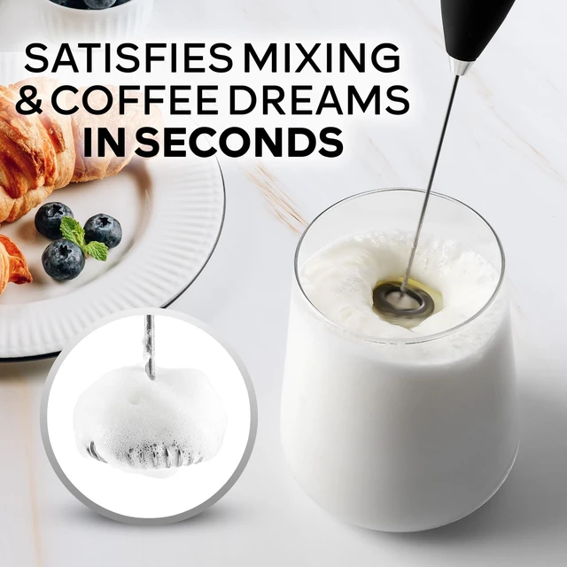 Alt view image 2 of 7 - Zulay Kitchen Powerful Milk Frother Wand With Duracell Batteries - Ultra Fast Handheld Drink Mixer - Electric Whisk Foam Maker for Coffee, Lattes, Cappuccino & Matcha - Z1 Motor - Black
