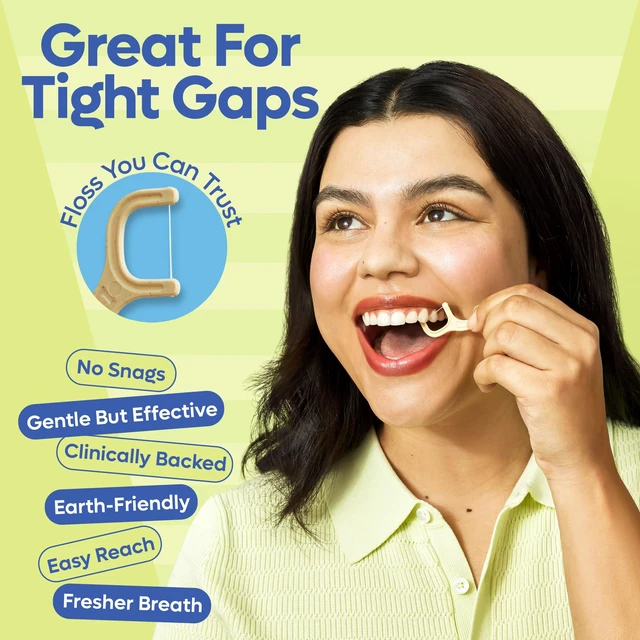 Alt view image 4 of 7 - SmartLifeco Eco-Friendly Dental Floss Picks (200ct) - Flossers Made with Straw Wheat Blend, Superior Anti-Shred Thread for Tight Gaps, Tooth Pick Stick for Adults, Soft on Gum & Teeth, Vegan, Mint