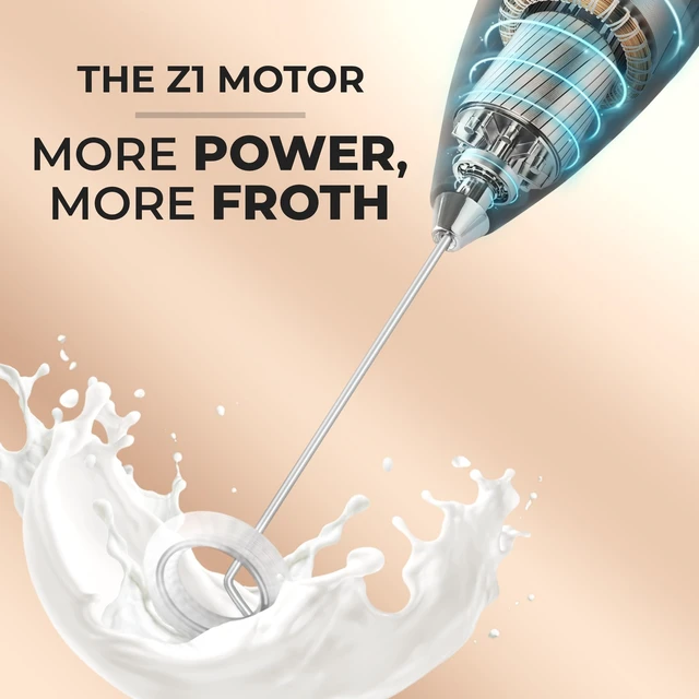 Alt view image 3 of 7 - Zulay Kitchen Powerful Milk Frother Wand With Duracell Batteries - Ultra Fast Handheld Drink Mixer - Electric Whisk Foam Maker for Coffee, Lattes, Cappuccino & Matcha - Z1 Motor - Black