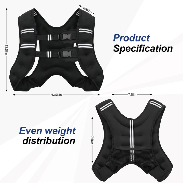 Alt view image 7 of 7 - Zikopomi Weighted Vest Woman Man, 6lb/8lb/12lb/16lb/20lb/25lb/30lb Weight Vest with Reflective Stripes for Workout, Strength Training, Running, Fitness, Muscle Building, Weight Loss, Rucking Vest