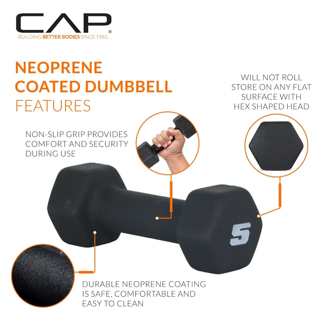 Alt view image 3 of 7 - CAP Barbell Neoprene Dumbbell Weights Pairs & Sets | Black