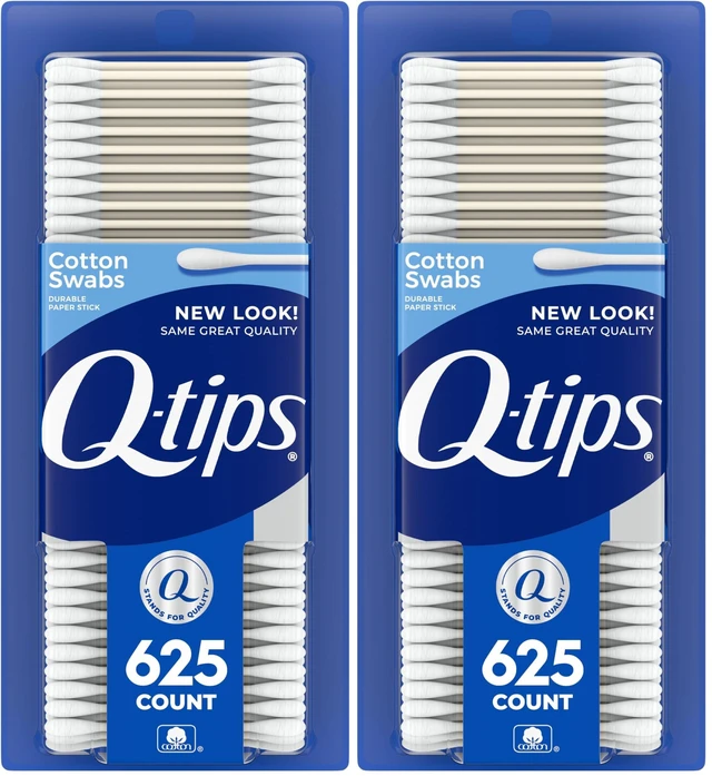 Main image of Q-tips Cotton Swabs for Hygiene and Beauty Care Original Cotton Swab Made with 100% Cotton 625 Count, (Pack of 2)