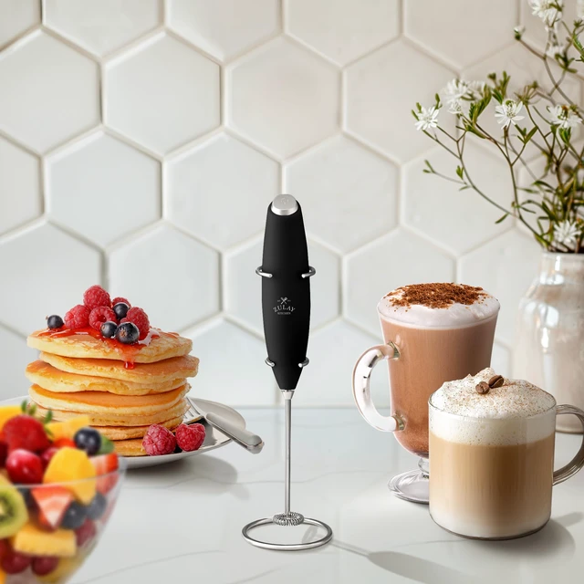 Alt view image 6 of 7 - Zulay Kitchen Powerful Milk Frother Wand With Duracell Batteries - Ultra Fast Handheld Drink Mixer - Electric Whisk Foam Maker for Coffee, Lattes, Cappuccino & Matcha - Z1 Motor - Black