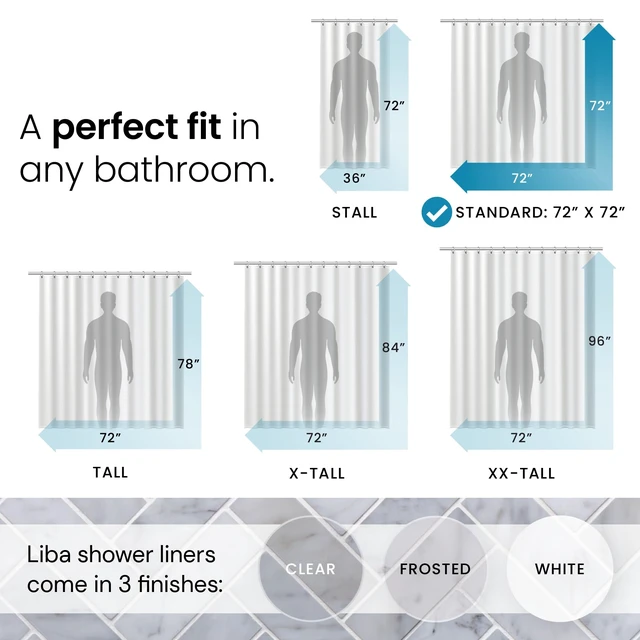 Alt view image 2 of 5 - LiBa Shower Curtain PEVA 8G, 72x72 Inch Waterproof Clear