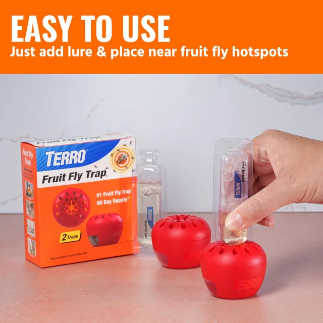 Alt view image 4 of 7 - TERRO Fruit Fly Trap 4-Pack, 180 Day Lure Supply, Food-Based Lure