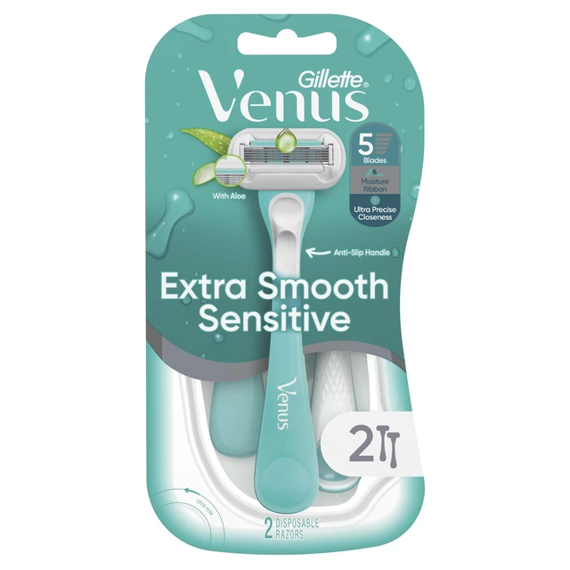 Alt view image 7 of 7 - Gillette Venus Extra Smooth Sensitive Disposable Razors for Women with Sensitive Skin, 2 Count