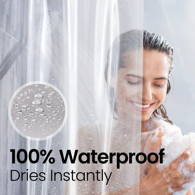 Alt view image 5 of 5 - LiBa Shower Curtain PEVA 8G, 72x72 Inch Waterproof Clear